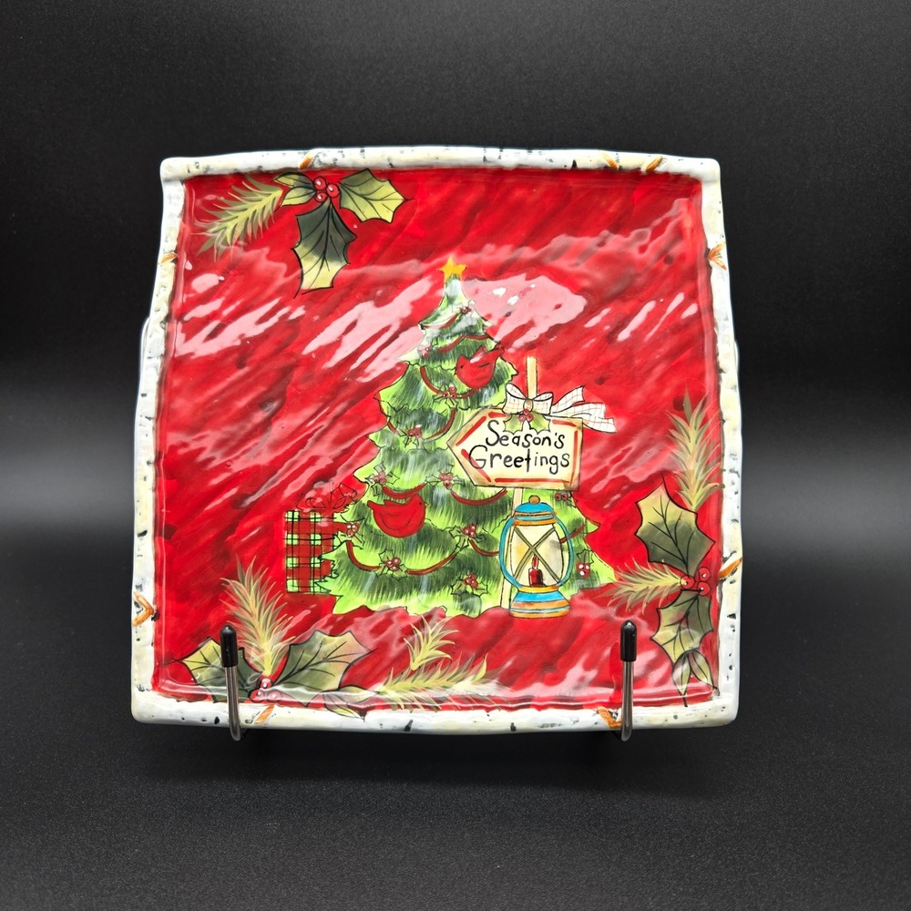 Certified International Serving Plate Susan Winget Season's Greetings Christmas